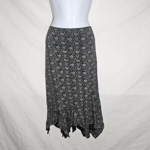 Vintage y2k patterned whimsigoth assymetrical midi skirt